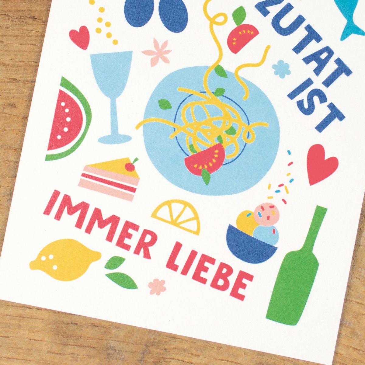 Postcard "The secret ingredient is always love" from recycled paper