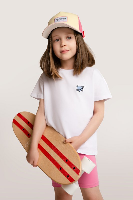T-shirt in cotone con ricamo a cuore