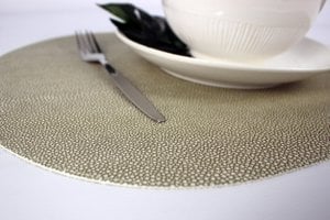 Placemat set of 6 oval imitation leather stingray skin gray green