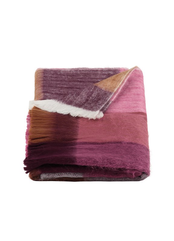 Scarf Blocked Wine Red, Grape and Naturals