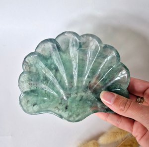 Edelstein-Schnitzschale, Muschelform, grüner Fluorit %2332 – einzigartiges Geschenk
