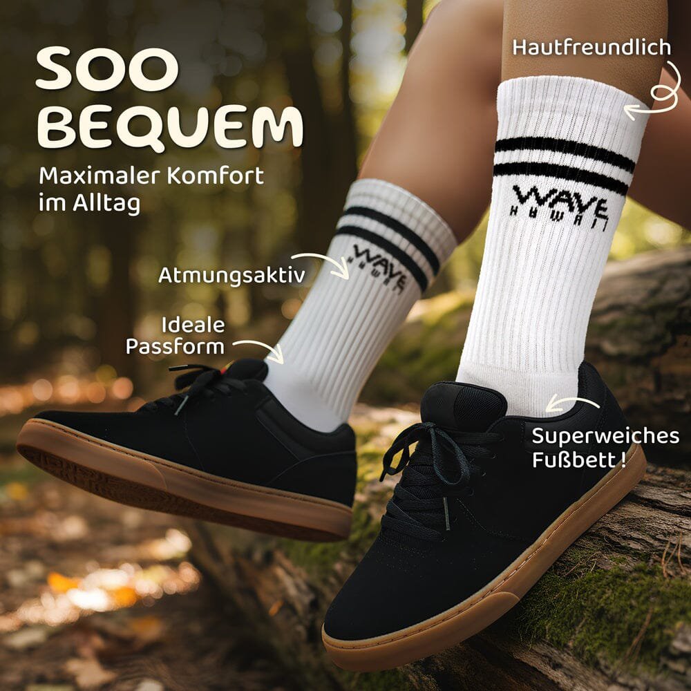 Bomuld Crew Socks Stripes + Logo hvid
