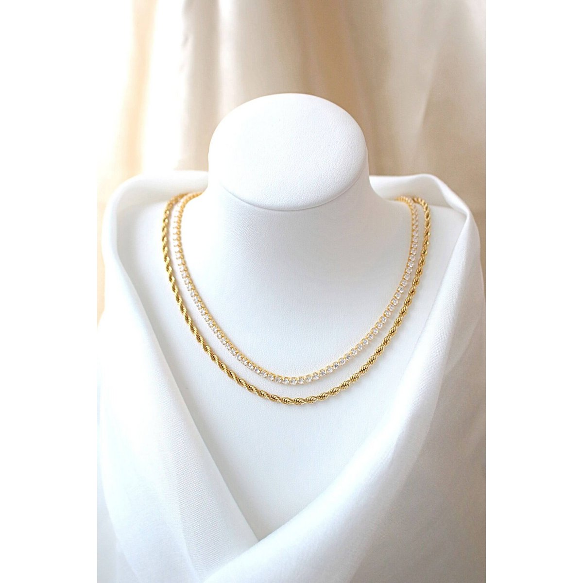 24K Twisted Rope Chain Necklace