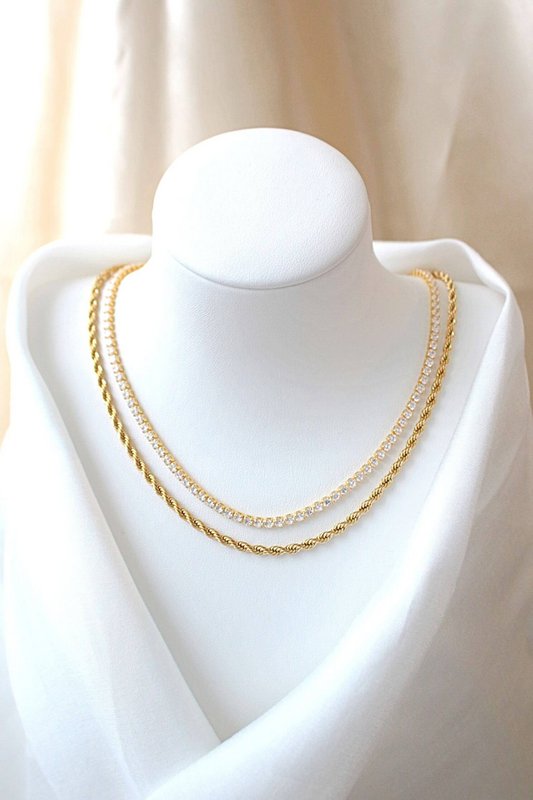 24K Twisted Rope Chain Necklace