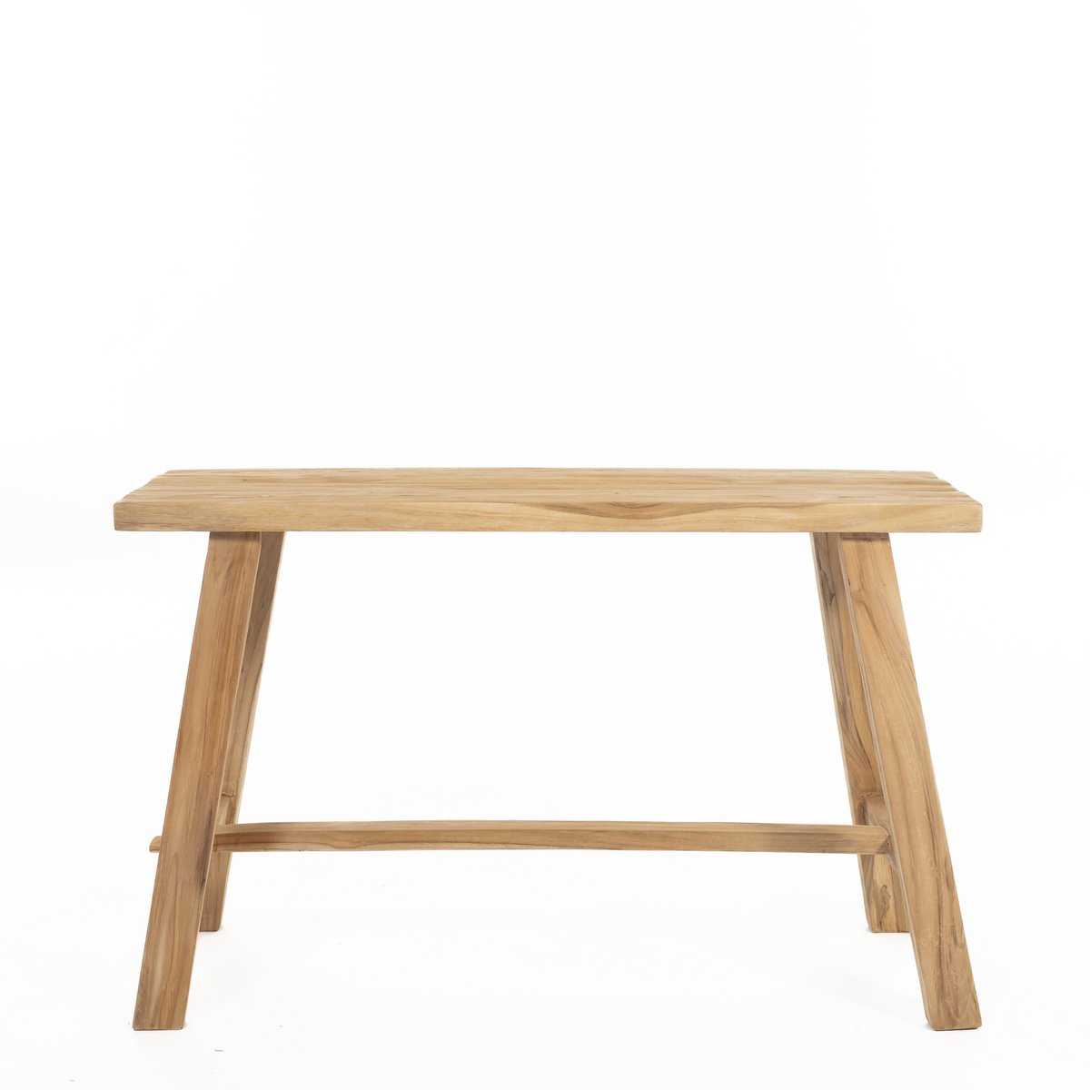 Vintage klein bankje van gerecycled teakhout 80x30x H 50cm