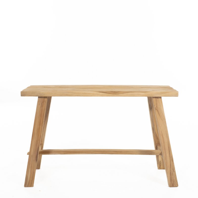 Panchetta vintage in legno di teak di recupero 80x30x H 50cm