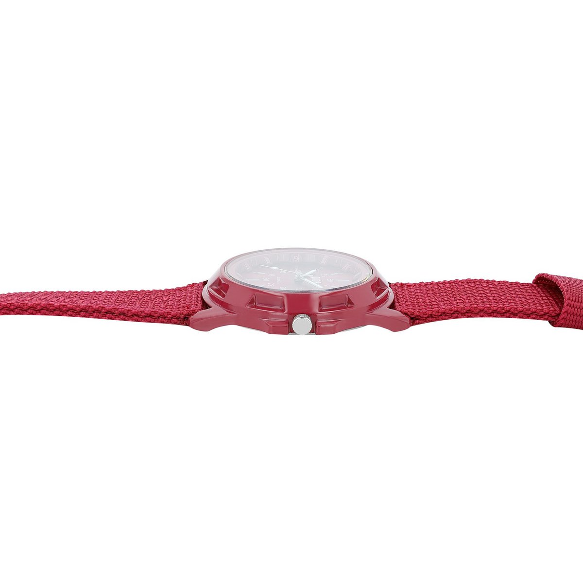 QBOS men's watch with textile strap, dark red