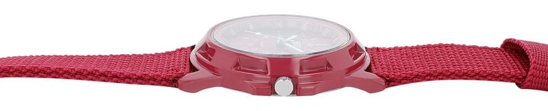 QBOS men's watch with textile strap, dark red