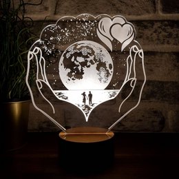 Planet in Love's Hands Led Lamp | Hout