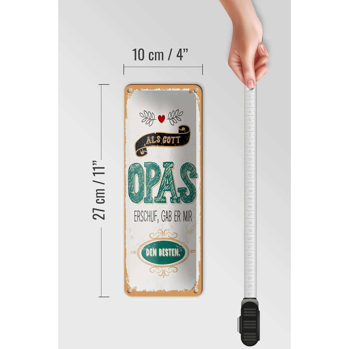 Blechschild Spruch 27x10 cm Als Gott Opas erschuf, gab er mir den Besten Schild
