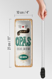 Blechschild Spruch 27x10 cm Als Gott Opas erschuf, gab er mir den Besten Schild
