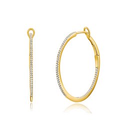 Creole rotonde con diamanti 30 mm, 18 K Oro giallo