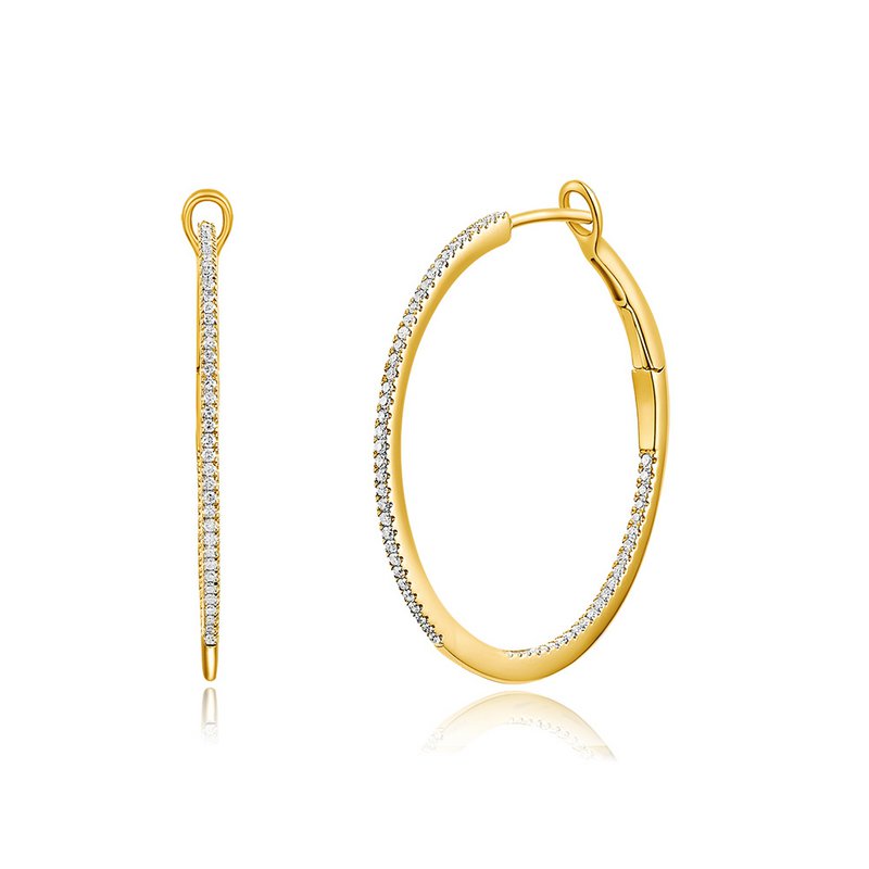 Creole Rund mit Diamanten 30 mm, 18 K Gelbgold
