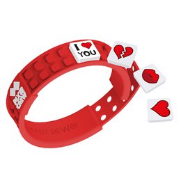 PIXIE CREW Adjustable Bracelet – Heart and Kiss, Red