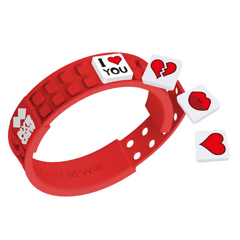 PIXIE CREW Adjustable Bracelet – Heart and Kiss, Red