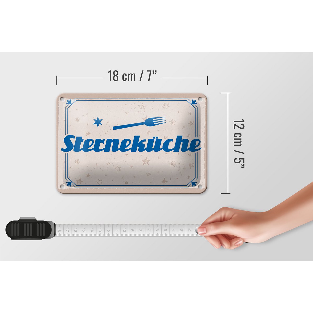 Targa in metallo con scritta "Decorazione cucina stella" 18x12 cm