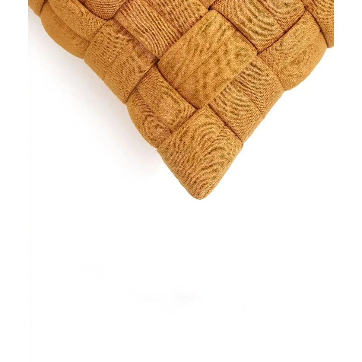 Mosterdmandgeweven kussenhoes – Handgeweven katoen – 45×45 cm – Urbane Hide