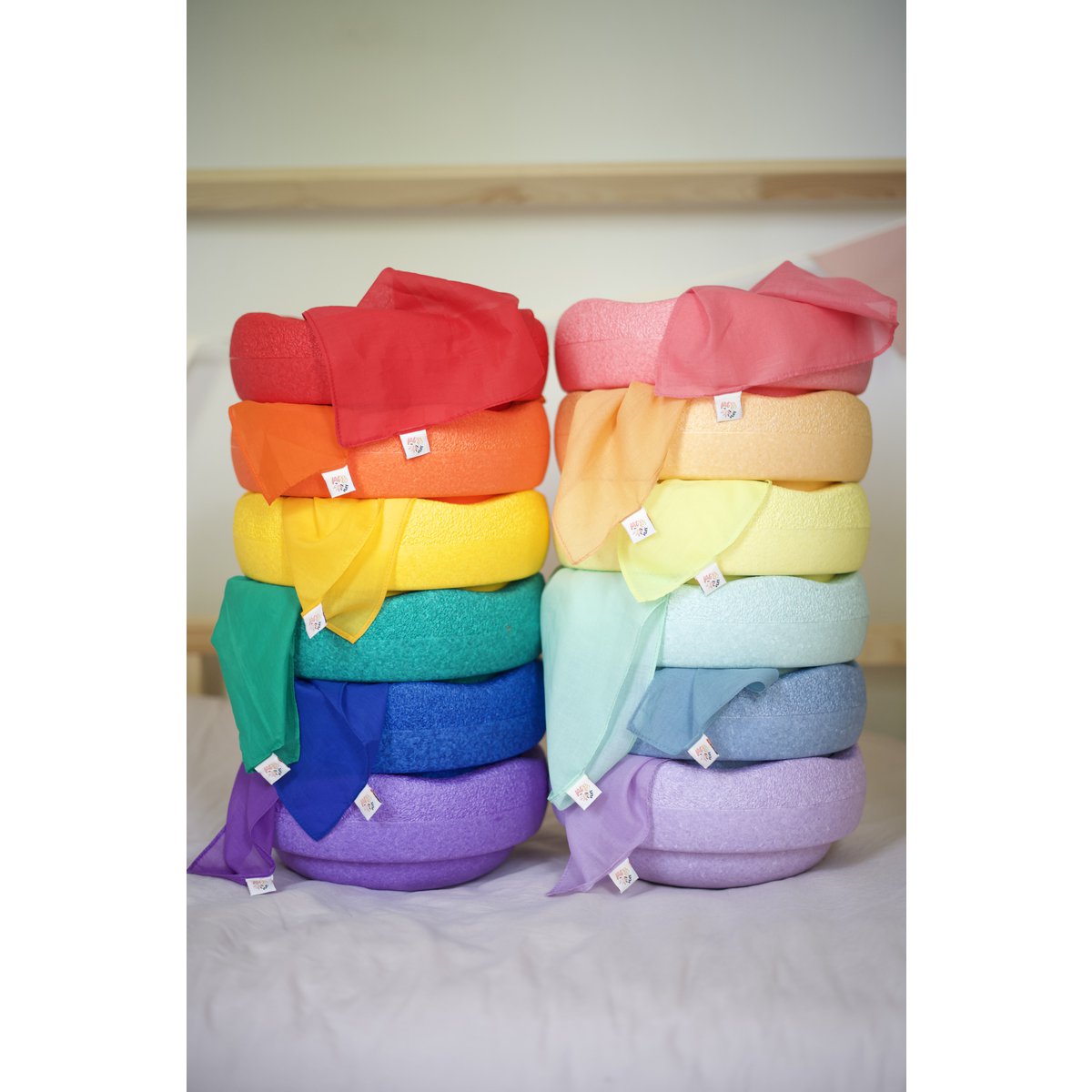 Katoenen speeldoek, play cotton rainbow 75cm set