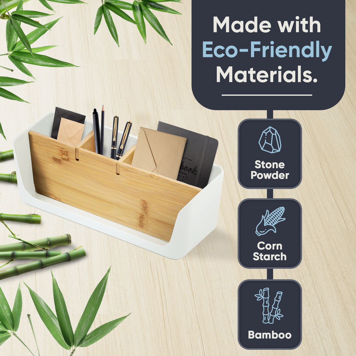 ECO Schreibtisch Organizer | Tisch- Büro- Kosmetik- Organizer | Handy & Tablet Halterung