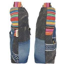 Sunsa schoudertas van upcycled jeans & canvas, vegan damestas