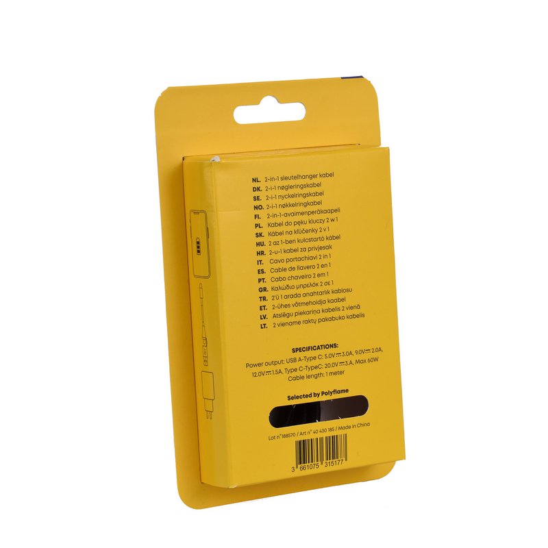 CARGADOR LIGHTNING/TYPE-C Y USB 2 EN 1 DE 1M