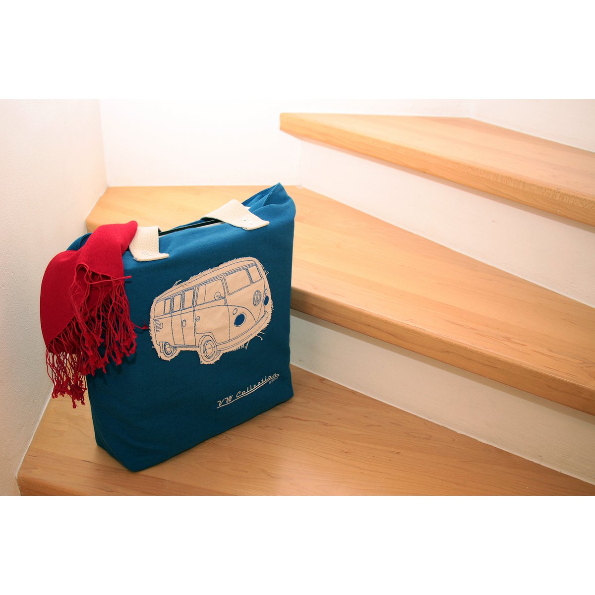 Volkswagen VW T1 Bus Canvas Shopper Bag - Silhouette/Blue