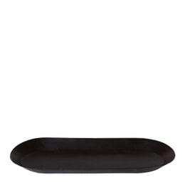 Decorative black tray with a minimalist, geometric design featuring a repeating scale pattern.
