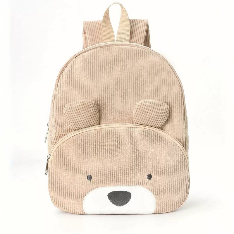 Corduroy Bag Children's Backpack with Cute Bear – Perfect for Little Explorers!