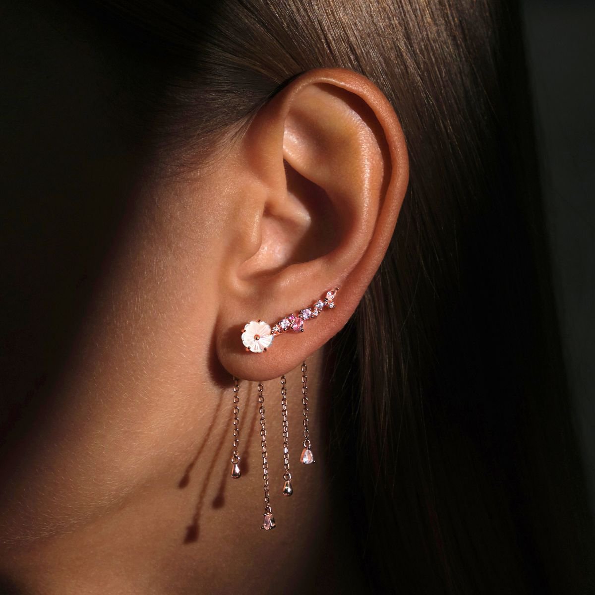 Pendientes trepadores Maëline - Oro rosa