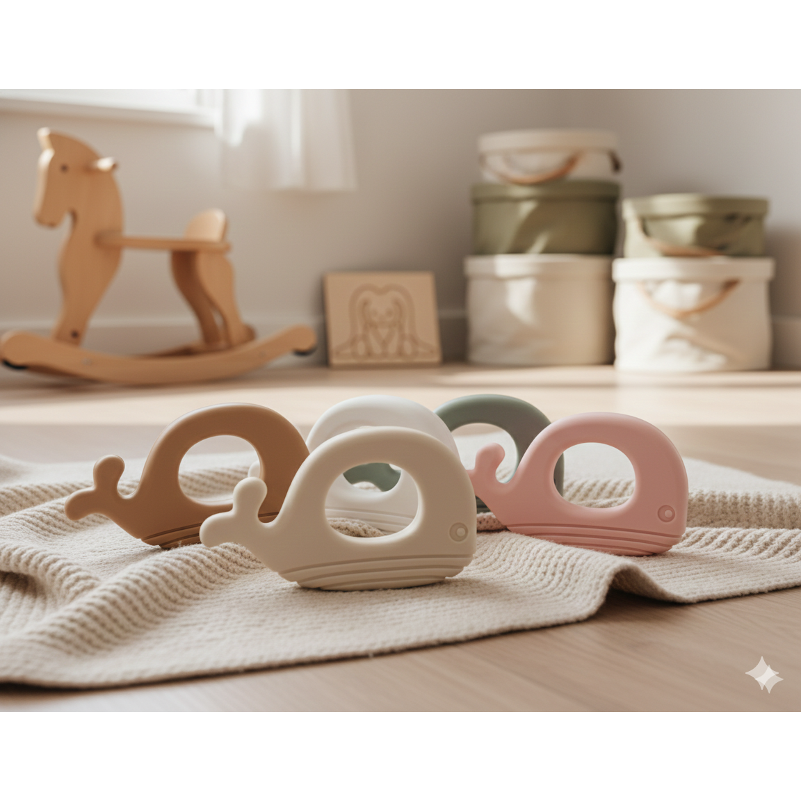 WHALE | Soft Silicone Teething Toy | STEEL