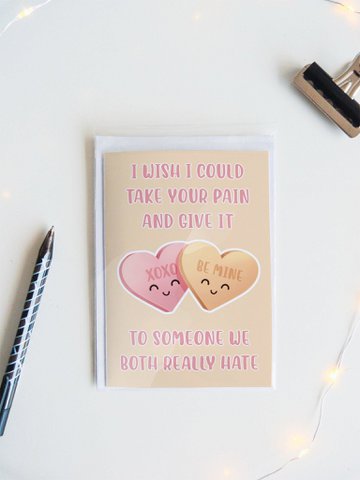Candy Hearts Get Well Card, Funny Greeting Card,