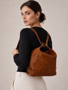 Genuine Leather Convertible Backpack Crossbody Bag, art. 1912