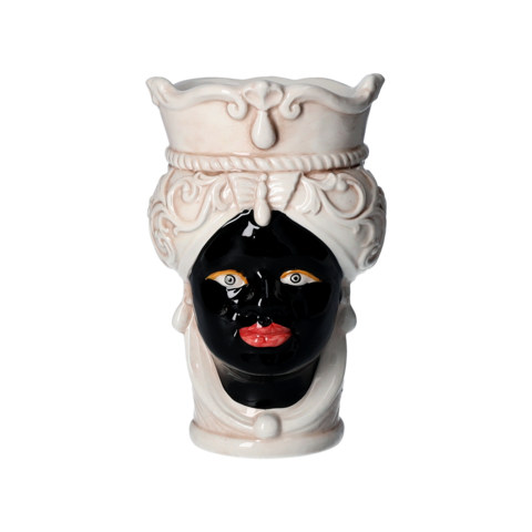 Black antik woman head vase in ceramic h 20 x Ø 14 cm (Small)