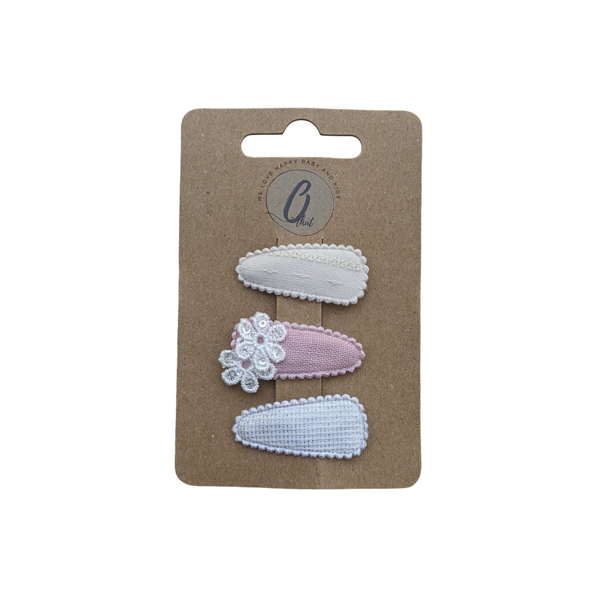 Clip per capelli per bambini Nude bianco/rosa (3 pezzi per carta) OK3770