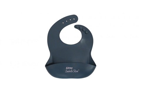 Silicone bib dark blue 30x23 cm Little Isabelle Rose