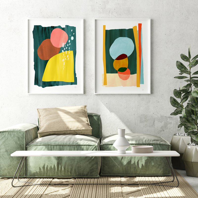 Abstracte cirkel liggende kunstdruk