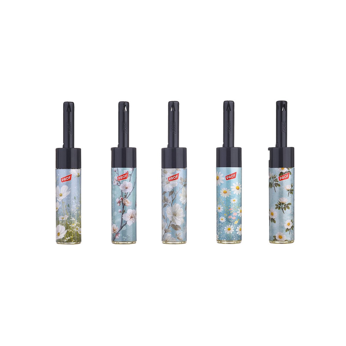 PROF Cobia White Flowers Fixed Flame Lighter