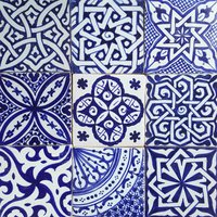 Hand Painted Tiles Blue White Mix