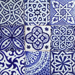 Hand Painted Tiles Blue White Mix