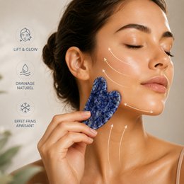 Gua Sha Sodalite Bleue - Masseur Face and body in natural stone - Stimulates circulation - firmer and elastic skin