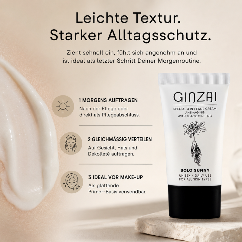 LONGEVITY Crema facial antienvejecimiento 3 en 1 con ginseng