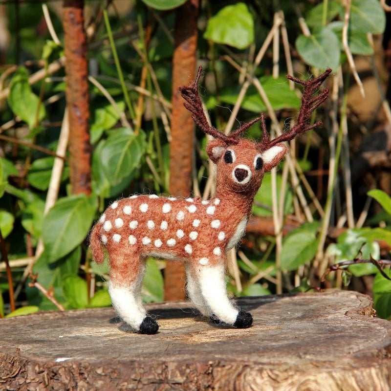 Handmade Felt Brown Stag Biodegradable Hanging Decoration