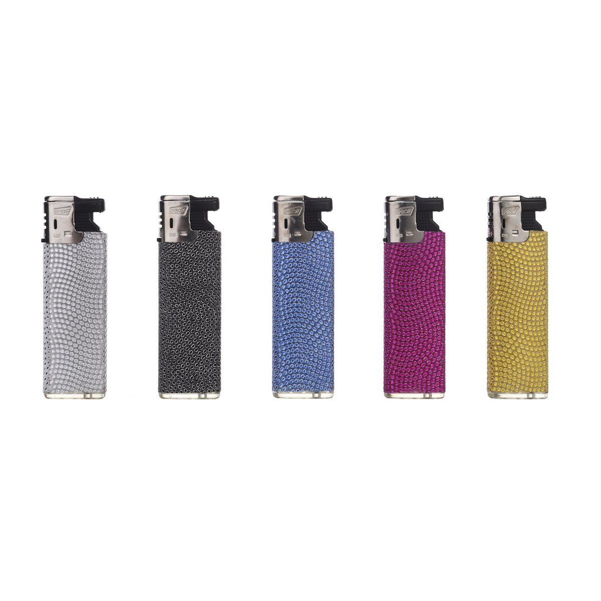 Espositore da 50 Accendini Turboflame con Strass: Bianco, Nero, Blu, Rosa e Giallo