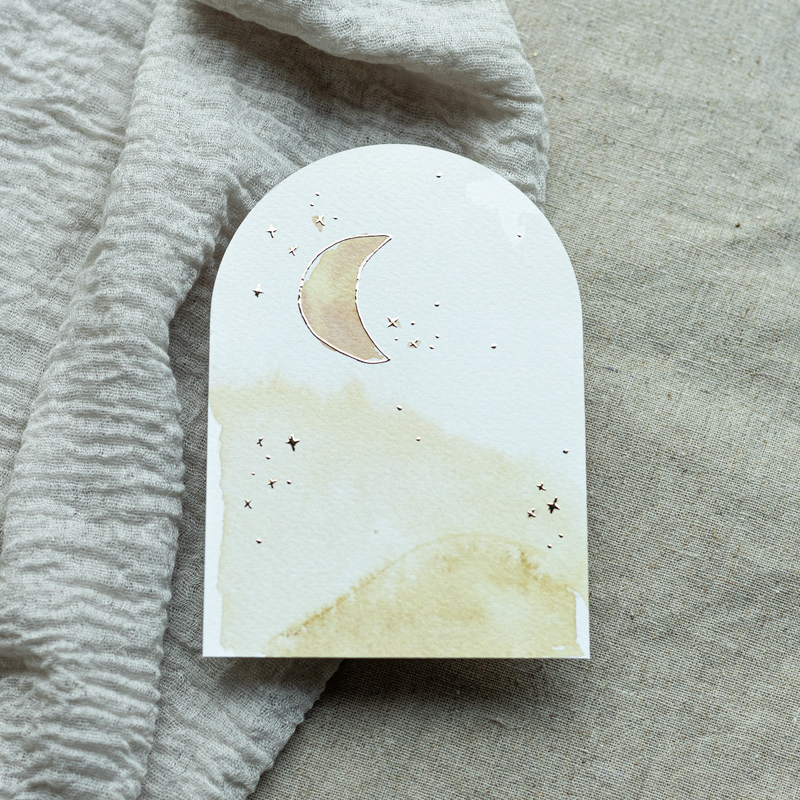 Arch shape card Always close with gold foil - greeting card - Condolence - A6
