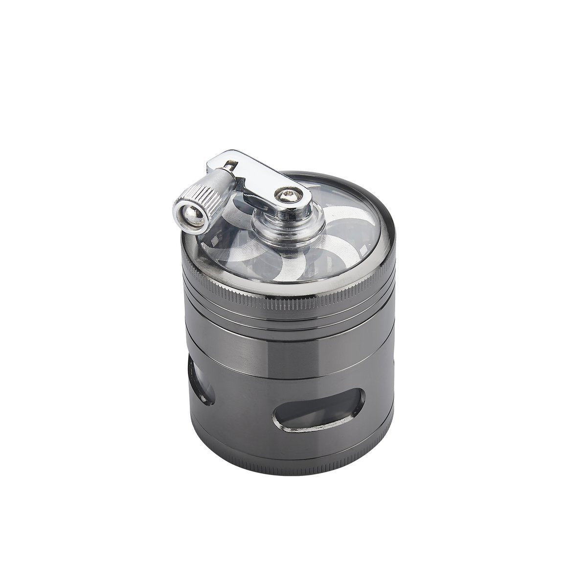Display of 6 hand-cranked spice mills - Silver