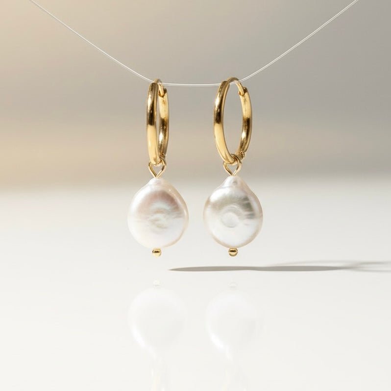 BIANCA HOOPS – Huggie Hoops 2in1 Keshi Gold Pearls
