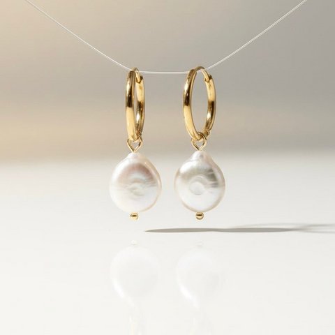 BIANCA HOOPS – Huggie Hoops 2in1 Keshi Goldperlen