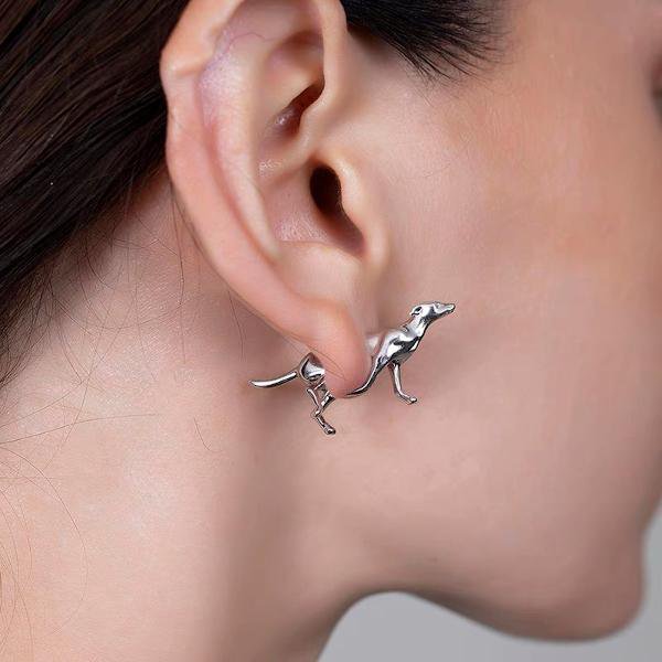 Whimsical Cat & Dog Front Back Earring
