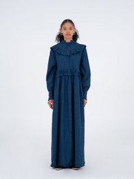 Twilight Blue Tartan pattern Maxi Dress