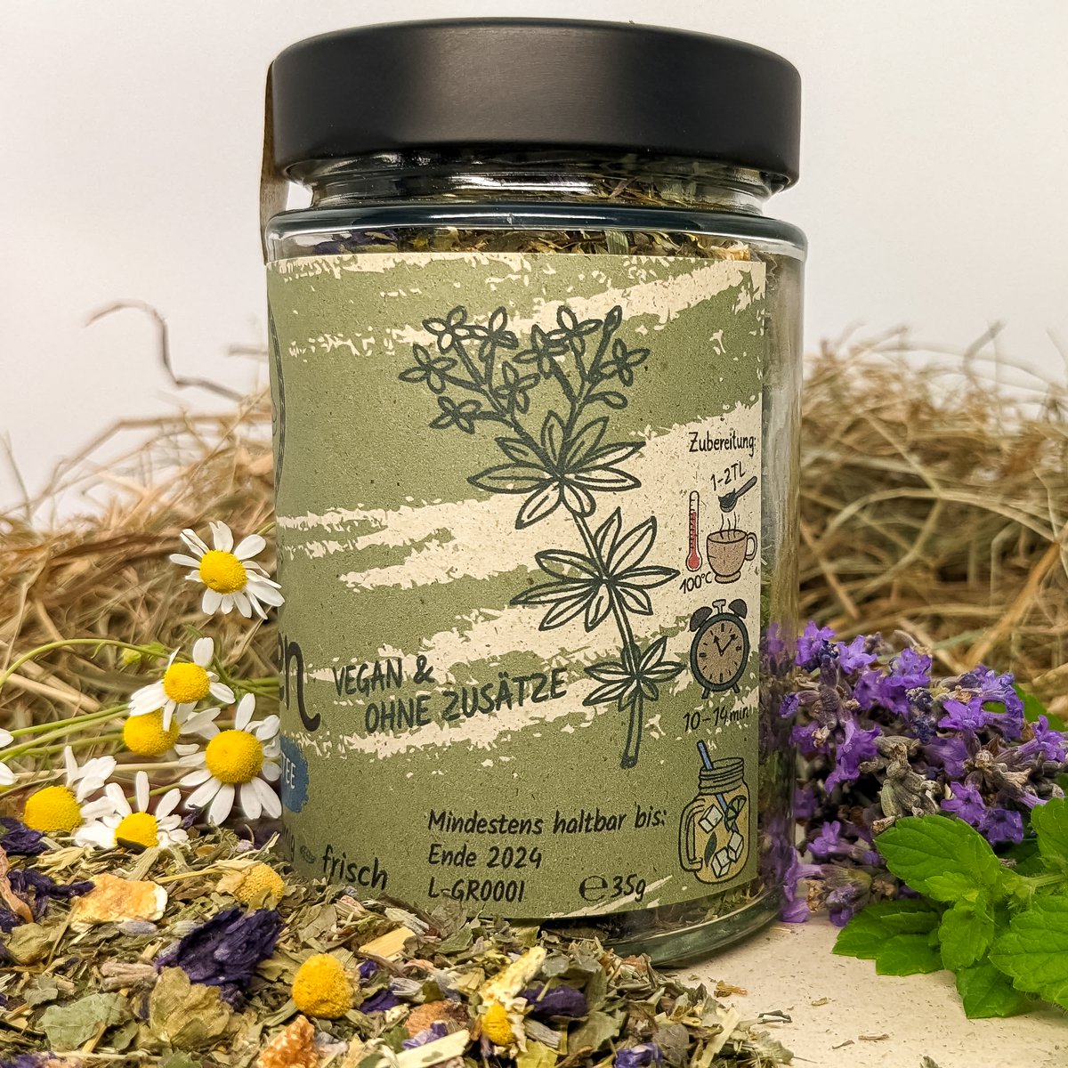 Té de hierbas verdes té helado floral